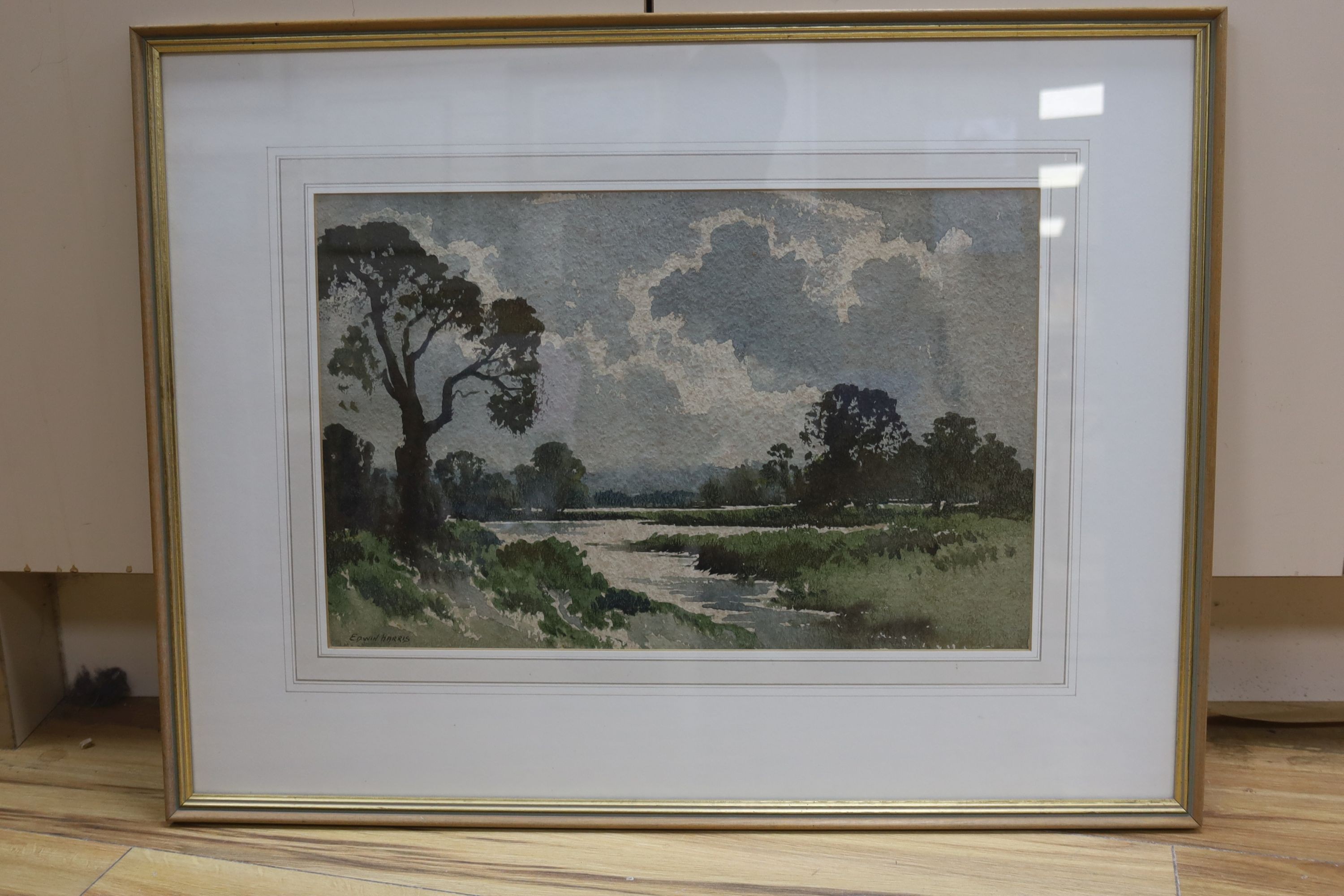 Edwin Lawson James Harris (1891-1961), watercolour, 'Silvery Afternoon, Barcombe', signed, 31 x 49cm